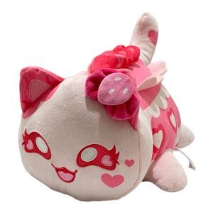 Aphmau Meemeows KC Cake Cat Plush 11” Valentines Hearts Pink Red 2024